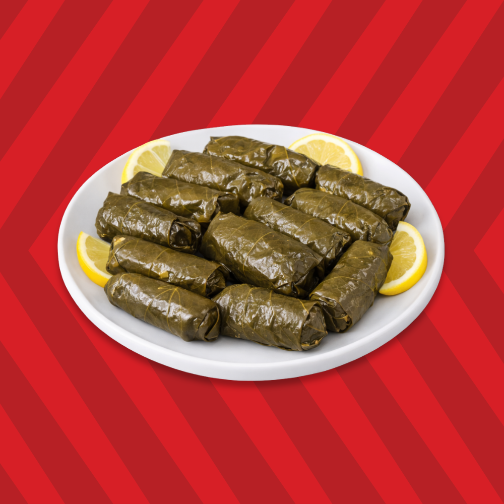 Stuffed vine leaves served on a plate
